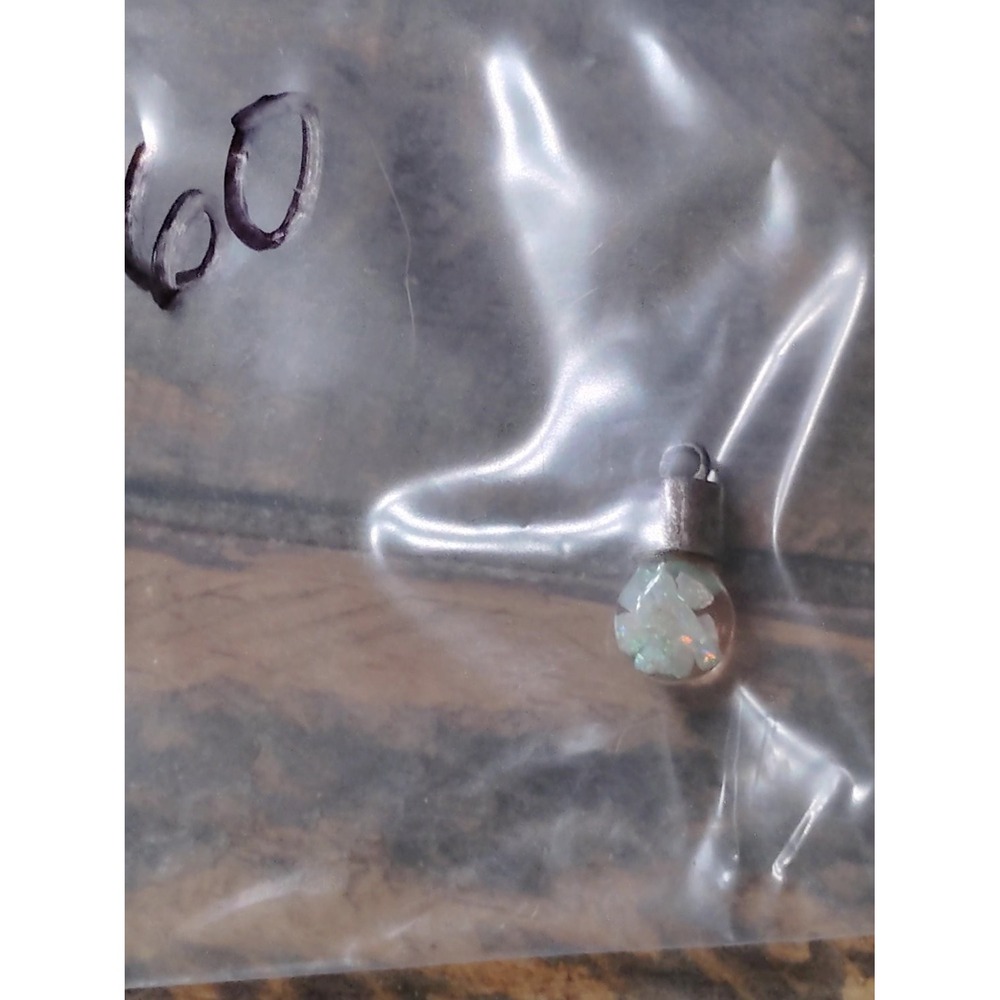 Vintage Floating Opal Glass Globe Charm Pendant Silver Tone Liquid Filled Orb